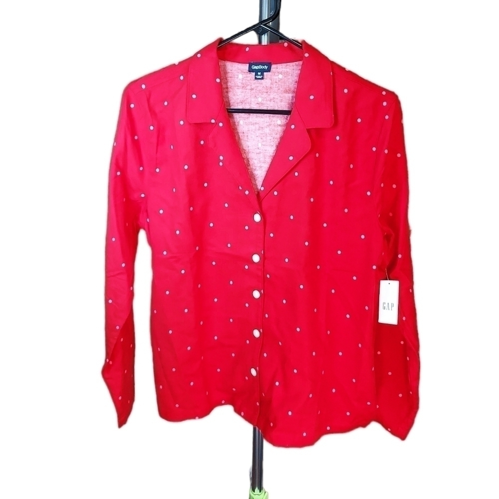 GapBody Flannel button polka dot Med NWT Sleepwear top